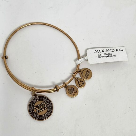 ALEX and ANI Chi Omega Gold Tone Bracelet NWT - Picture 1 of 5